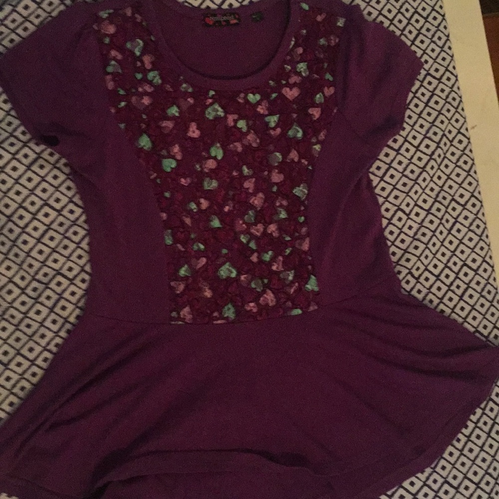 Tempted Girls -Purple Peplum Shirt